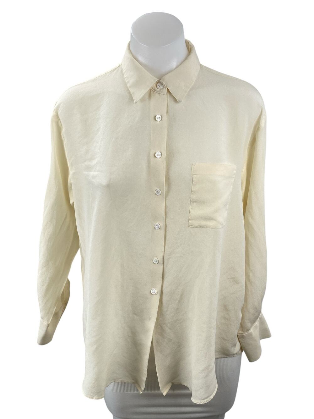 Zara Women's Yellow Chest Pocket Long Sleeve Button Down Blouse Shirt Top Size S